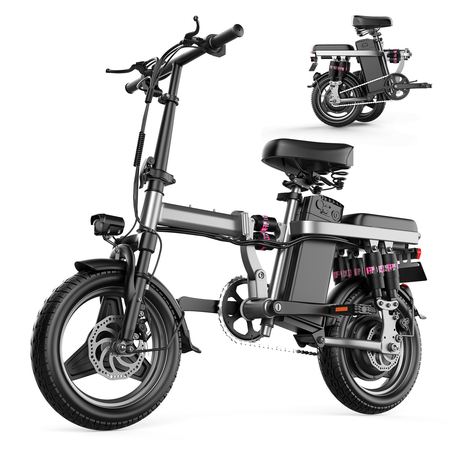 F12 Ebikes for Adults, 400W Lightweight Folding Electric Bike for Adults, 25MPH 35Mile Long Range Commuter Electric Bicycle, 48V 15AH Removable Battery E Bike, Multi-Shock Absorption