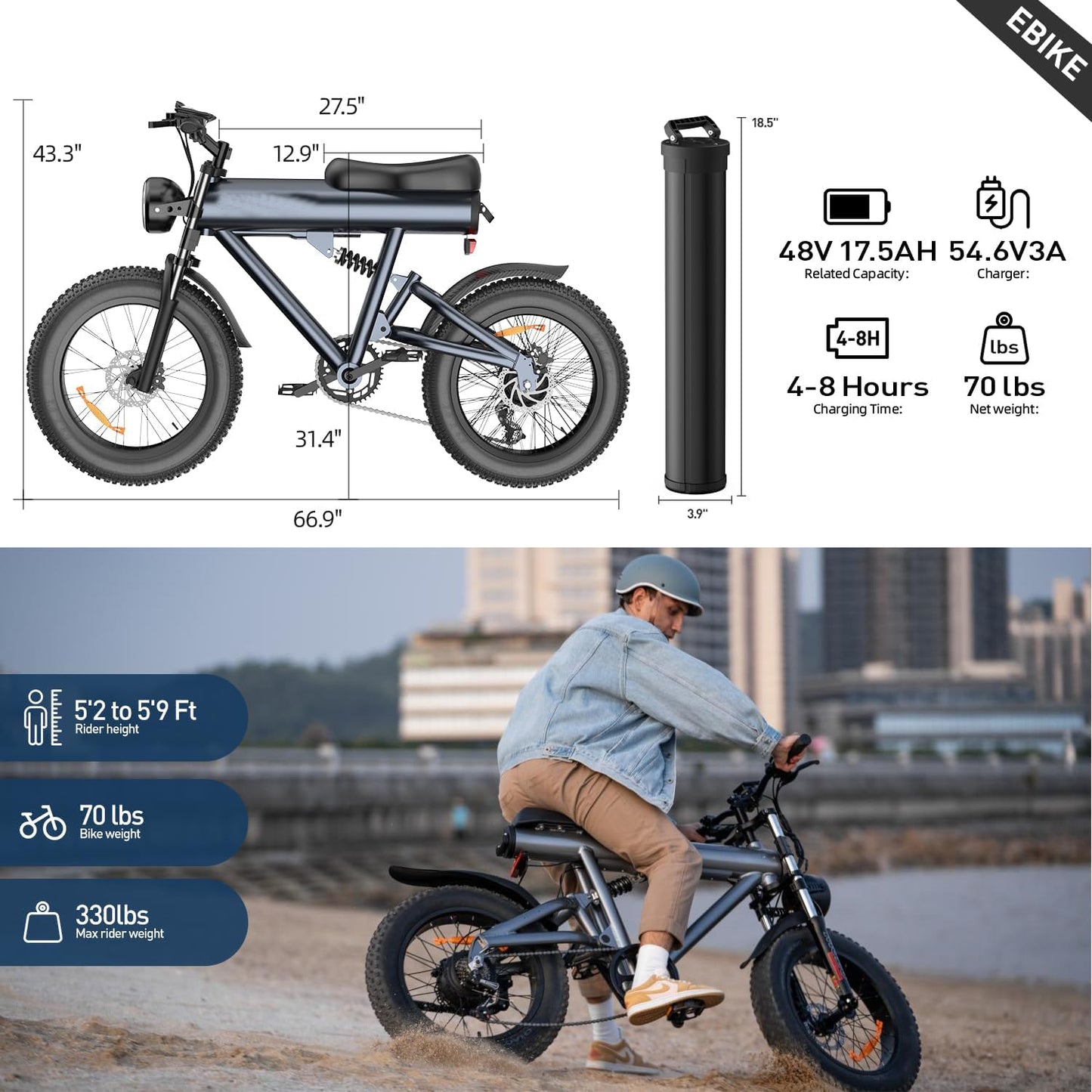 ASKGO S18 Electric Bike for Adults 750W Motor 48V 17.5Ah Mountain Bicycle