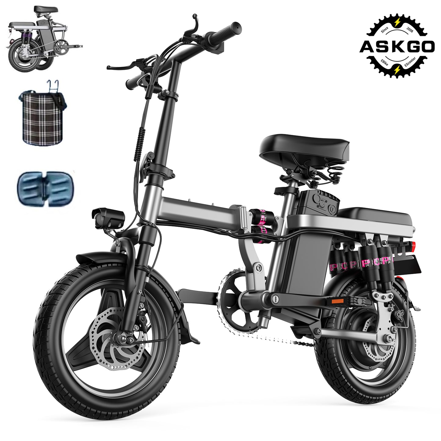 F12 Ebikes for Adults, 400W Lightweight Folding Electric Bike for Adults, 25MPH 35Mile Long Range Commuter Electric Bicycle, 48V 15AH Removable Battery E Bike, Multi-Shock Absorption