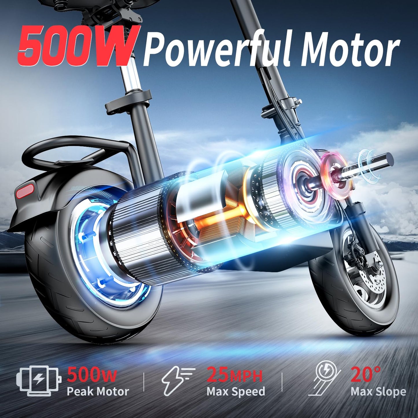 T10 500W Motor Folding Adults Electric Scooter with Seat